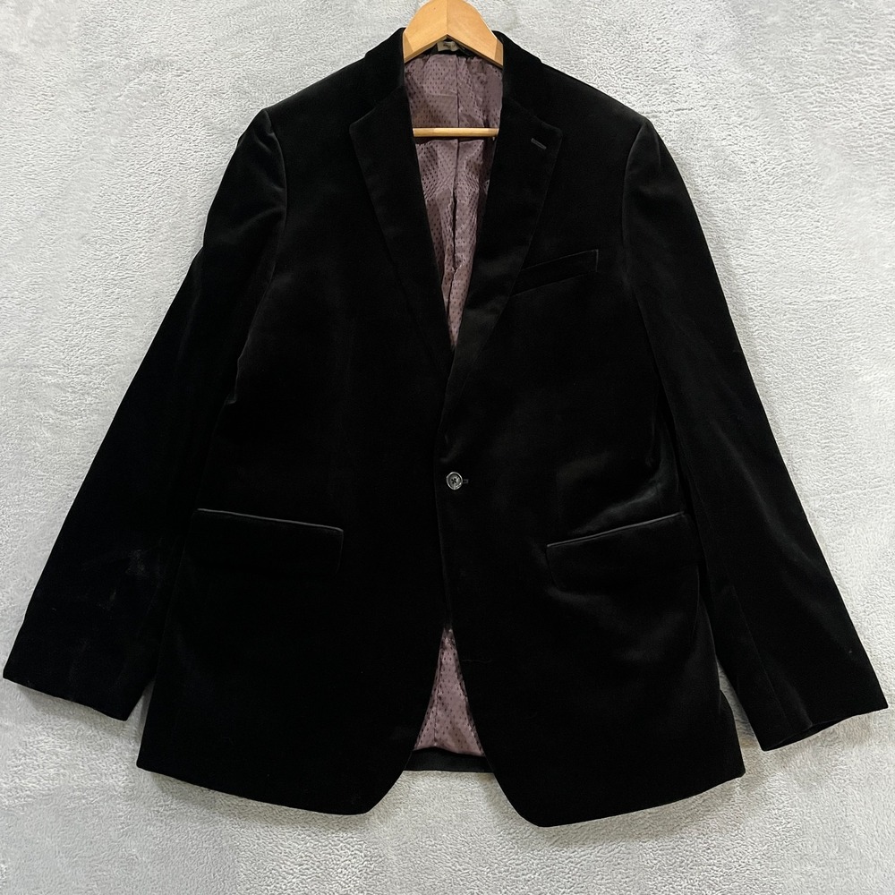 BANANA REPUBLIC Blazer Mens 42L Velvet Blazer Sports Coat Black Tailored Preppy